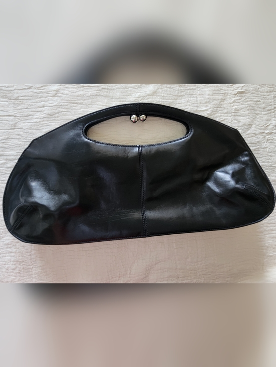 Hugo Boss Handbags - Hugo Boss Black Leather Oval-Handle Clutch